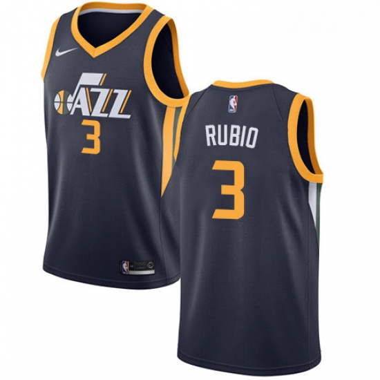 Mens Nike Utah Jazz 3 Ricky Rubio Swingman Navy Blue Road NBA Jersey Icon Edition