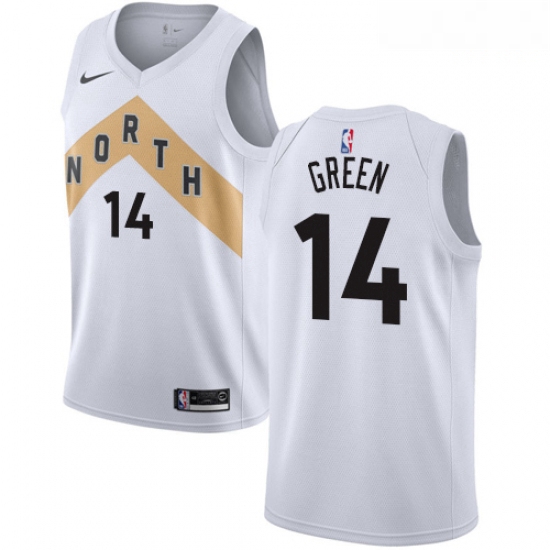 Mens Nike Toronto Raptors 14 Danny Green Swingman White NBA Jersey City Edition