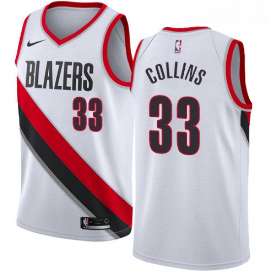 Mens Nike Portland Trail Blazers 33 Zach Collins Authentic White