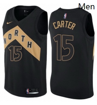 Mens Nike Toronto Raptors 15 Vince Carter Authentic Black NBA Jersey City Edition