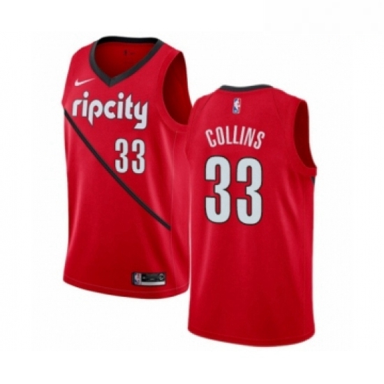 Mens Nike Portland Trail Blazers 33 Zach Collins Red Swingman Jersey Earned Edition