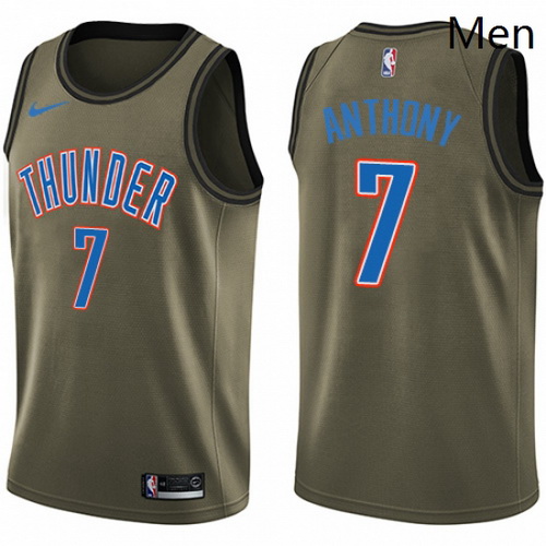 Mens Nike Oklahoma City Thunder 7 Carmelo Anthony Swingman Green Salute to Service NBA Jersey