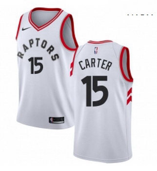 Mens Nike Toronto Raptors 15 Vince Carter Authentic White NBA Je