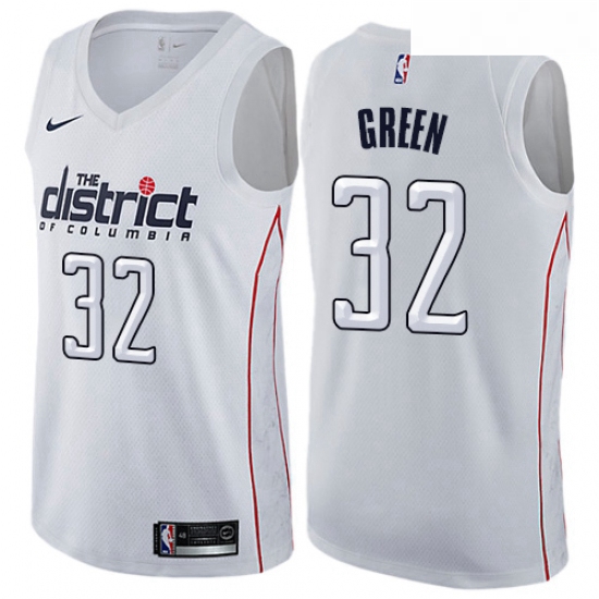 Mens Nike Washington Wizards 32 Jeff Green Swingman White NBA Jersey City Edition