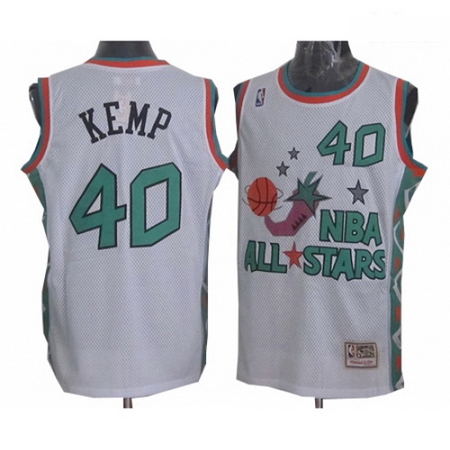 Mens Mitchell and Ness Oklahoma City Thunder 40 Shawn Kemp Swingman White 1996 All Star Throwback NB