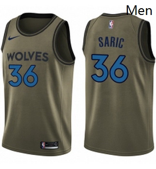 Mens Nike Minnesota Timberwolves 36 Dario Saric Swingman Green Salute to Service NBA Jersey