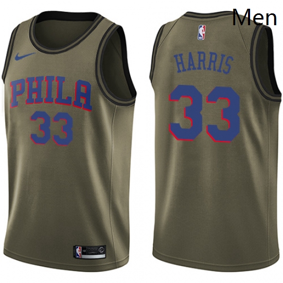 Mens Nike Philadelphia 76ers 33 Tobias Harris Green NBA Swingman Salute to Service Jersey