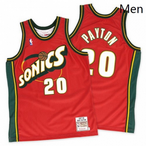 Mens Mitchell and Ness Oklahoma City Thunder 20 Gary Payton Swingman Red SuperSonics Throwback NBA J