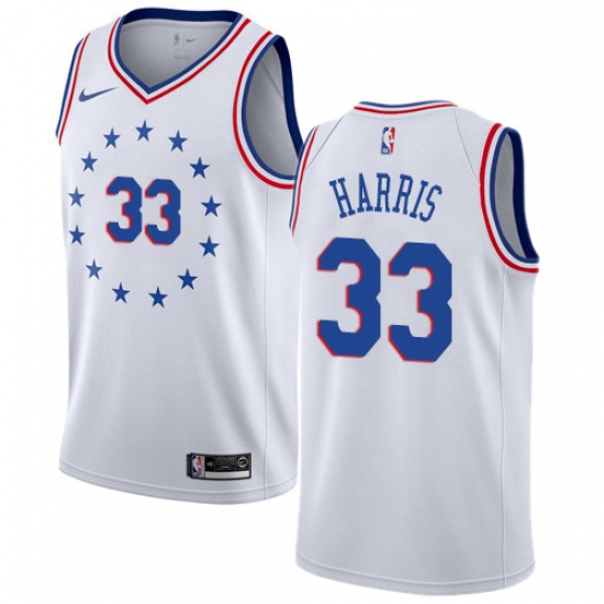 Mens Nike Philadelphia 76ers 33 Tobias Harris White NBA Swingman Earned Edition Jersey