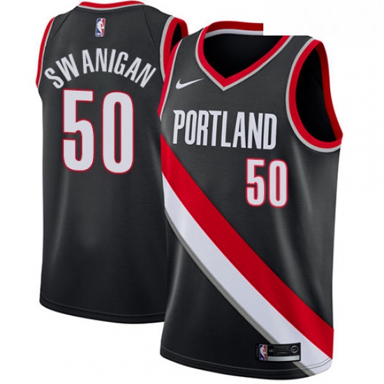 Mens Nike Portland Trail Blazers 50 Caleb Swanigan Swingman Black Road NBA Jersey Icon Edition