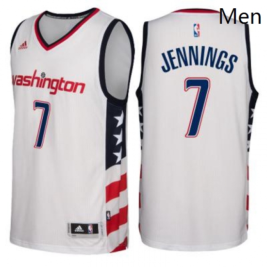 Mens Washington Wizards 7 Brandon Jennings adidas White Swingman Stars Stripes Jersey