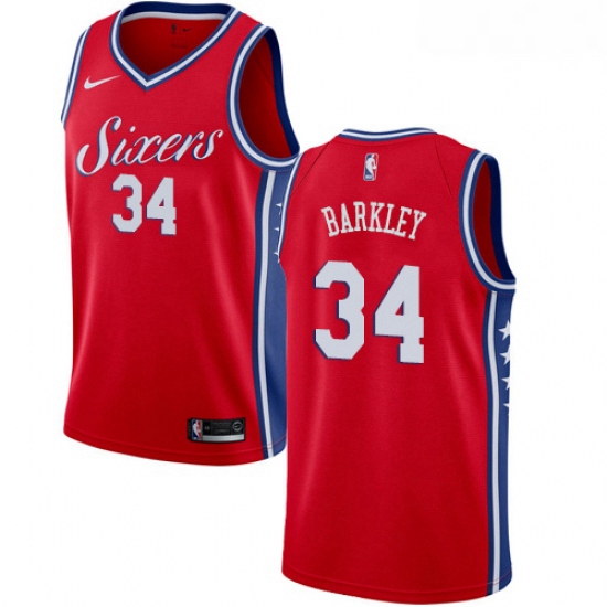 Mens Nike Philadelphia 76ers 34 Charles Barkley Authentic Red Al
