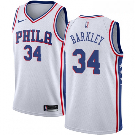 Mens Nike Philadelphia 76ers 34 Charles Barkley Authentic White 