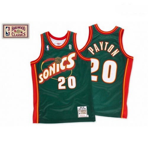 Mens Mitchell and Ness Oklahoma City Thunder 20 Gary Payton Authentic Green SuperSonics Throwback NB