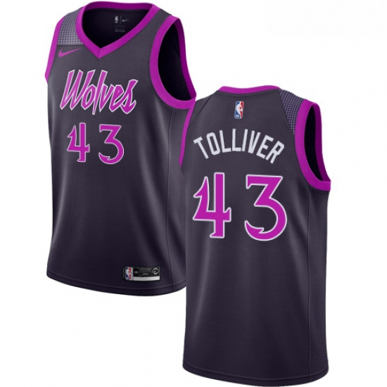 Mens Nike Minnesota Timberwolves 43 Anthony Tolliver Swingman Purple NBA Jersey City Edition