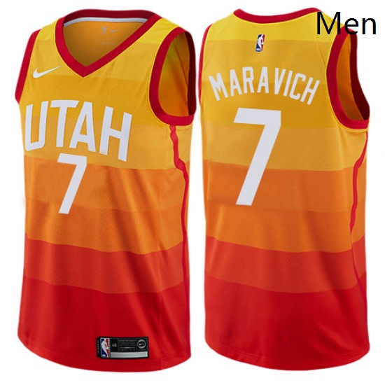Mens Nike Utah Jazz 7 Pete Maravich Swingman Orange NBA Jersey C