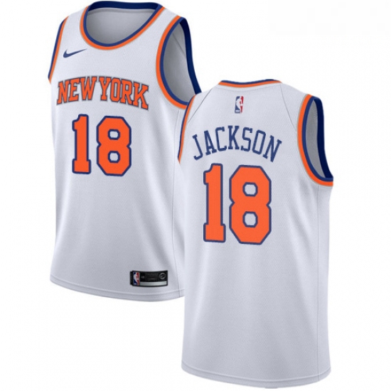 Mens Nike New York Knicks 18 Phil Jackson Authentic White NBA Je