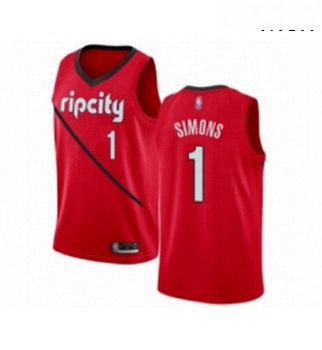 Mens Portland Trail Blazers 1 Anfernee Simons Red Swingman Jersey Earned Edition