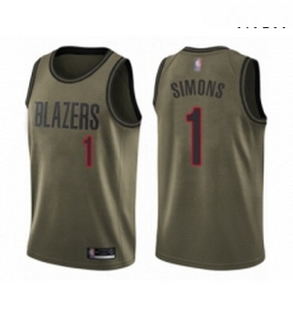 Mens Portland Trail Blazers 1 Anfernee Simons Swingman Green Salute to Service Basketball Jersey