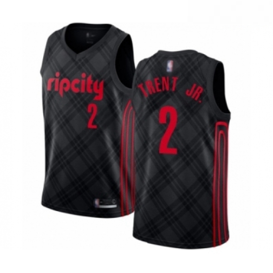 Mens Portland Trail Blazers 2 Gary Trent Jr Authentic Black Basketball Jersey City Edition