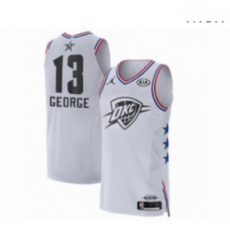 Mens Jordan Oklahoma City Thunder 13 Paul George Authentic White 2019 All Star Game Basketball Jerse