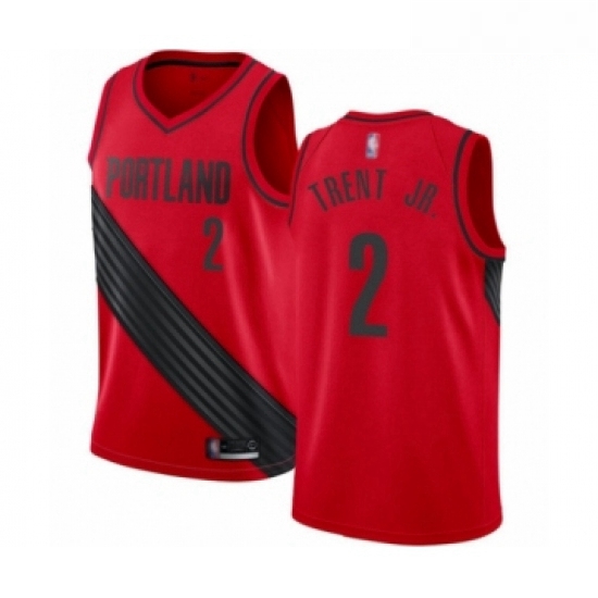 Mens Portland Trail Blazers 2 Gary Trent Jr Authentic Red Basket