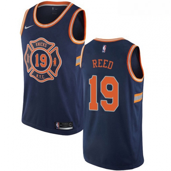 Mens Nike New York Knicks 19 Willis Reed Authentic Navy Blue NBA Jersey City Edition