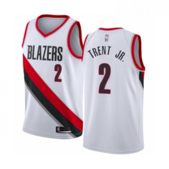 Mens Portland Trail Blazers 2 Gary Trent Jr Authentic White Bask