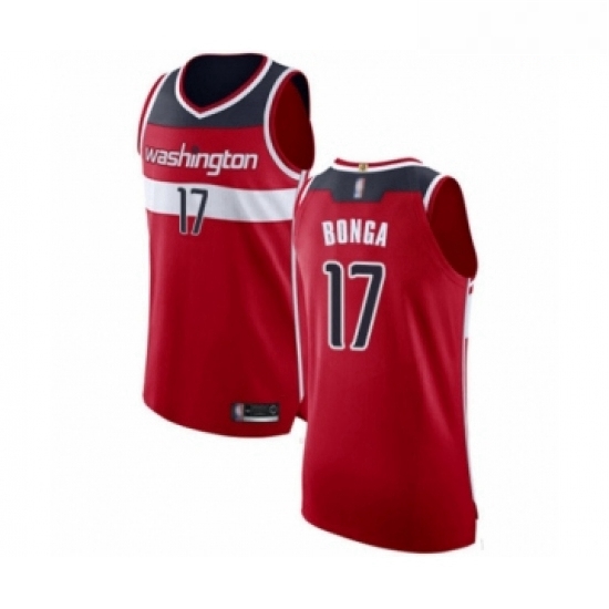 Mens Washington Wizards 17 Isaac Bonga Authentic Red Basketball Jersey Icon Edition