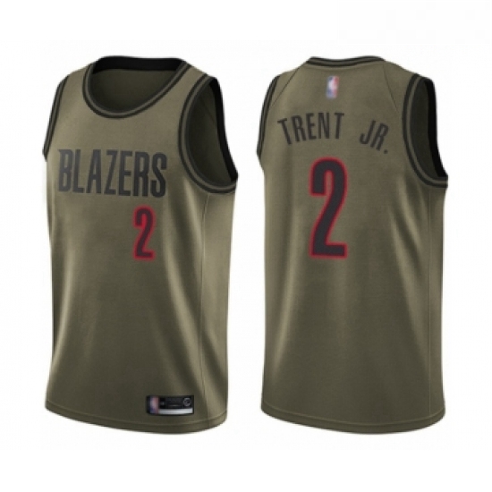 Mens Portland Trail Blazers 2 Gary Trent Jr Swingman Green Salute to Service Basketball Jersey