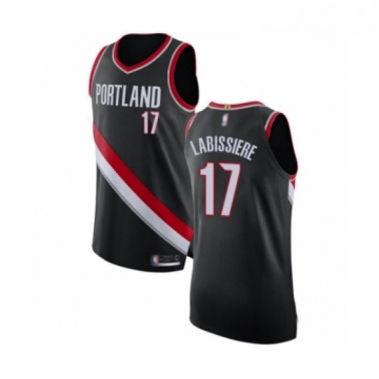 Mens Portland Trail Blazers 17 Skal Labissiere Authentic Black B