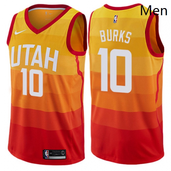 Mens Nike Utah Jazz 10 Alec Burks Authentic Orange NBA Jersey Ci