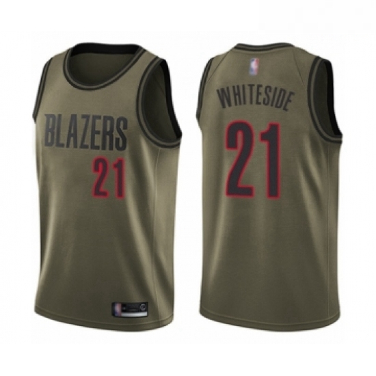 Mens Portland Trail Blazers 21 Hassan Whiteside Swingman Green Salute to Service Basketball Jersey