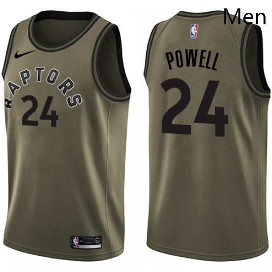 Mens Nike Toronto Raptors 24 Norman Powell Swingman Green Salute to Service NBA Jersey