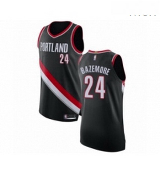 Mens Portland Trail Blazers 24 Kent Bazemore Authentic Black Basketball Jersey Icon Edition