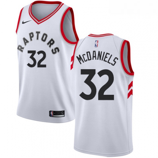 Mens Nike Toronto Raptors 32 KJ McDaniels Authentic White NBA Jersey Association Edition