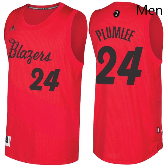 Mens Portland Trail Blazers 24 Mason Plumlee Red 2016 2017 Christmas Day NBA Swingman Jersey