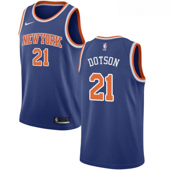 Mens Nike New York Knicks 21 Damyean Dotson Swingman Royal Blue NBA Jersey Icon Edition