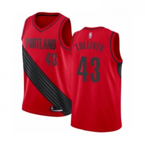 Mens Portland Trail Blazers 43 Anthony Tolliver Authentic Red Basketball Jersey Statement Edition