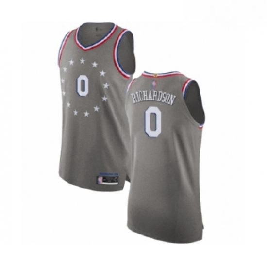 Mens Philadelphia 76ers 0 Josh Richardson Authentic Gray Basketball Jersey City Edition