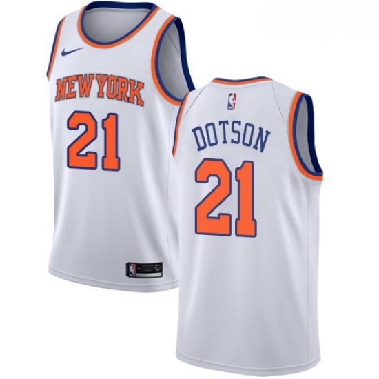 Mens Nike New York Knicks 21 Damyean Dotson Swingman White NBA Jersey Association Edition