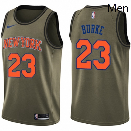 Mens Nike New York Knicks 23 Trey Burke Swingman Green Salute to Service NBA Jersey