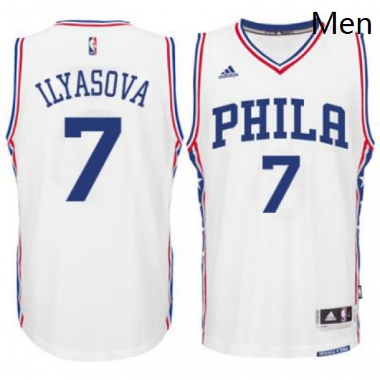 Mens Philadelphia 76ers 7 Ersan Ilyasova adidas White Swingman Home Jersey