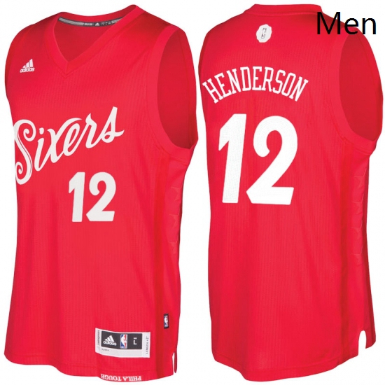 Mens Philadelphia 76ers 12 Gerald Henderson Red 2016 2017 Christmas Day NBA Swingman Jersey