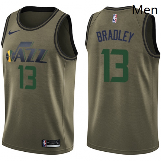 Mens Nike Utah Jazz 13 Tony Bradley Swingman Green Salute to Service NBA Jersey