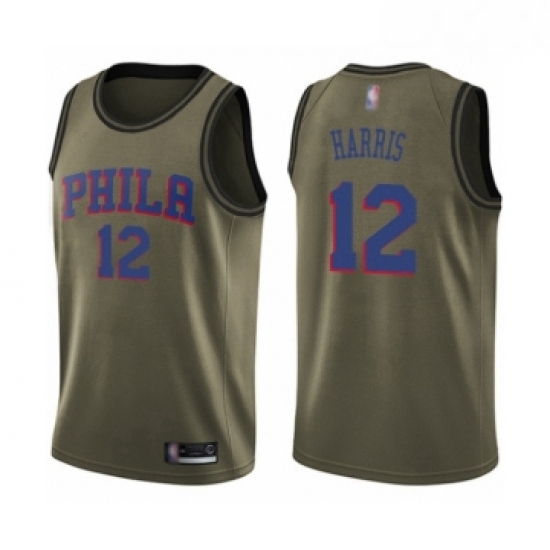 Mens Philadelphia 76ers 12 Tobias Harris Swingman Green Salute to Service Basketball Jersey