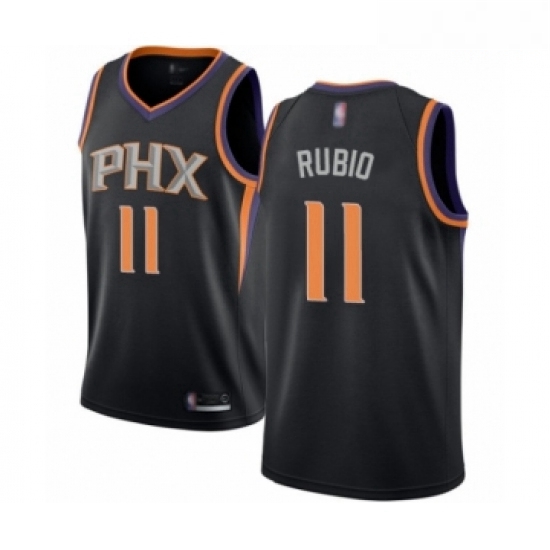 Mens Phoenix Suns 11 Ricky Rubio Authentic Black Basketball Jersey Statement Edition