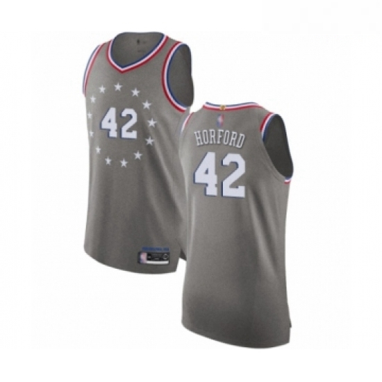 Mens Philadelphia 76ers 42 Al Horford Authentic Gray Basketball Jersey City Edition