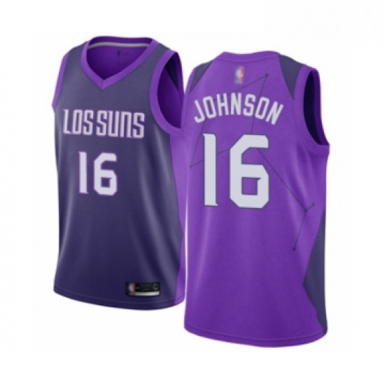 Mens Phoenix Suns 16 Tyler Johnson Authentic Purple Basketball Jersey City Edition