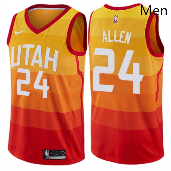 Mens Nike Utah Jazz 24 Grayson Allen Swingman Orange NBA Jersey City Edition